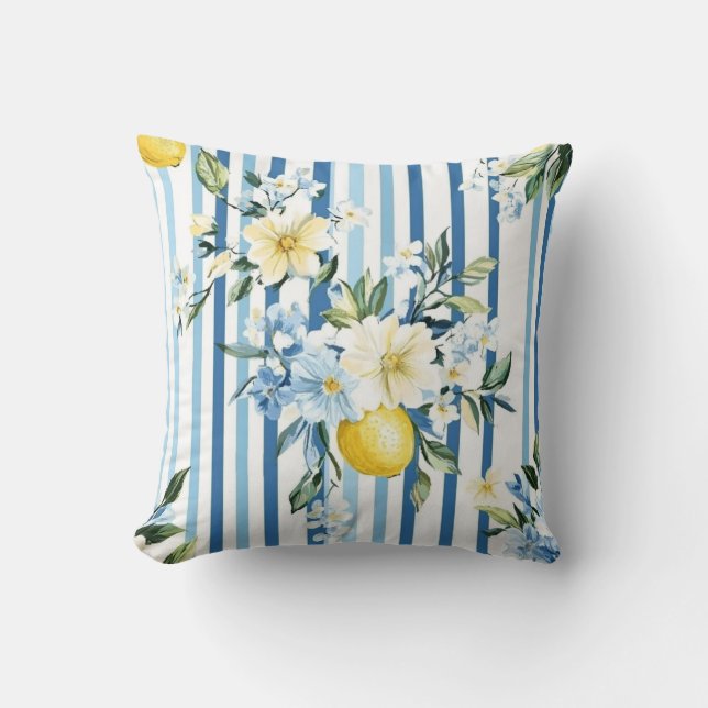 Shabby Chic Lemon Floral Series Design #1 Cushion (Front)