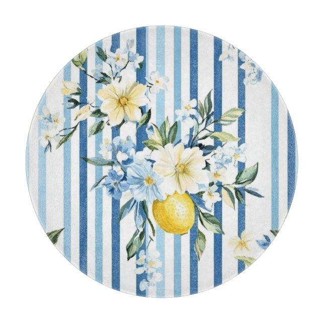 Shabby Chic Lemon Floral Series Design #1 Cutting Board (Front)