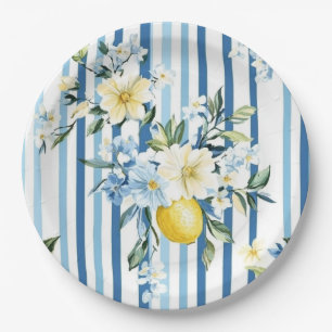 Shabby Chic Lemon Floral Series Design #1 Paper Plate