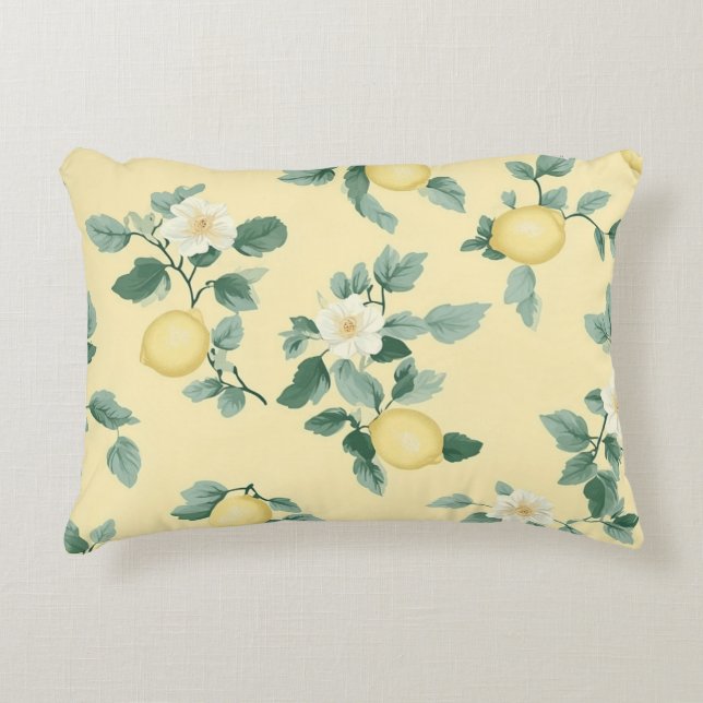Shabby Chic Lemon Floral Series Design #2 Decorative Cushion (Front)