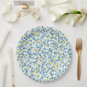 Shabby Chic Lemon Floral Series Design #3 Paper Plate