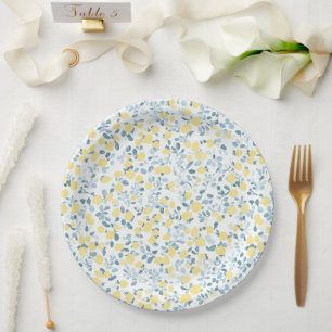 Shabby Chic Lemon Floral Series Design #4 Paper Plate