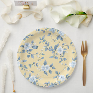 Shabby Chic Lemon Floral Series Design #7 Paper Plate