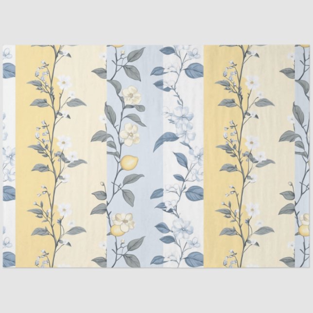 Shabby Chic Lemon Floral Series Design #9 Tissue Paper (Front)