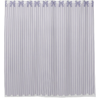 Shabby Chic Lilac Stripes w Bows & Lace Shower Curtain