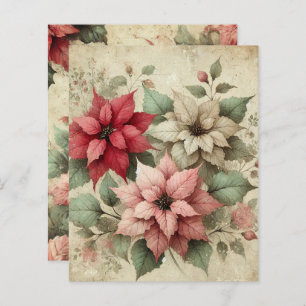 Shabby Chic Linen Poinsettias Scrapbook Paper