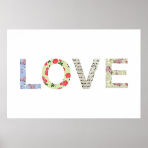 Shabby Chic Love Typography - white Poster