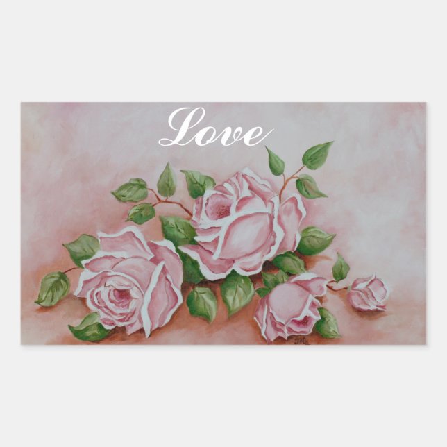 Shabby Chic Love Vintage Pink  Roses Stickers (Front)