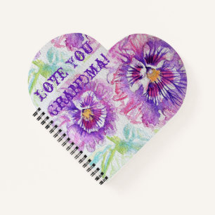 Shabby Chic Love You Grandma Purple Pansy Notebook