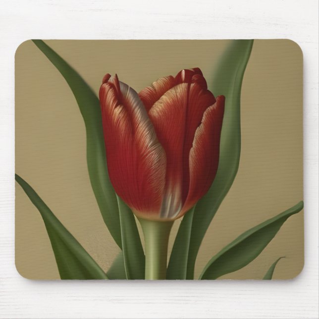 Shabby Chic Lovely  Red Tulip  Mouse Mat (Front)