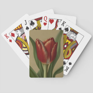 Shabby Chic Lovely  Red Tulip  Playing Cards