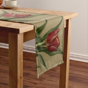 Shabby Chic Lovely  Red Tulip  Short Table Runner