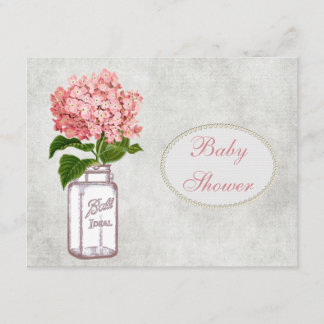Shabby Chic Mason Jar & Hydrangea Baby Shower Invitation
