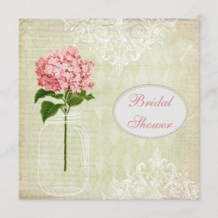 Shabby Chic Mason Jar & Hydrangea Bridal Shower Invitation
