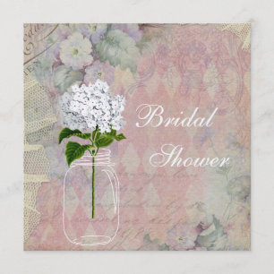 Shabby Chic Mason Jar & Hydrangea Bridal Shower Invitation