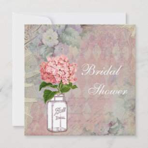 Shabby Chic Mason Jar & Hydrangea Bridal Shower Invitation