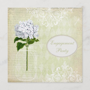 Shabby Chic Mason Jar & Hydrangea Engagement Invitation