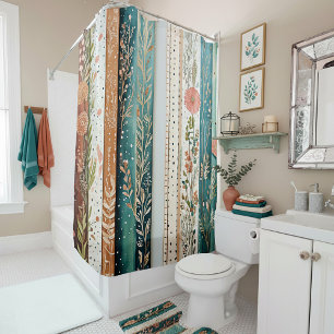 Shabby chic mixed patterns shower curtain