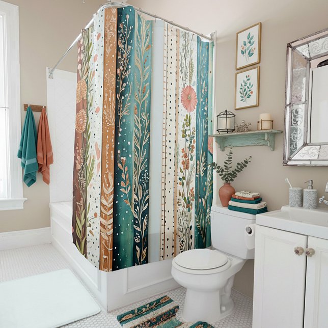 Shabby chic mixed patterns shower curtain (Creator Uploaded)