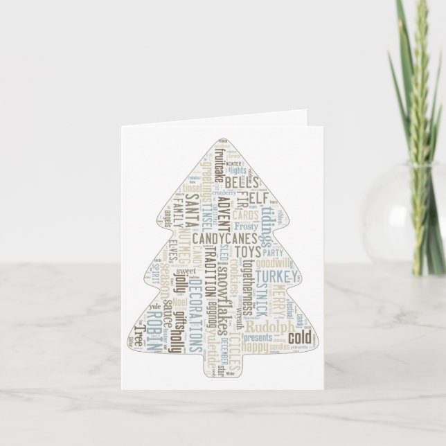 Shabby chic modern Christmas tree card (Front)