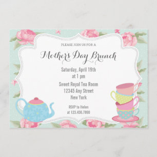 Shabby Chic Mother's Day Brunch Invitation Blue