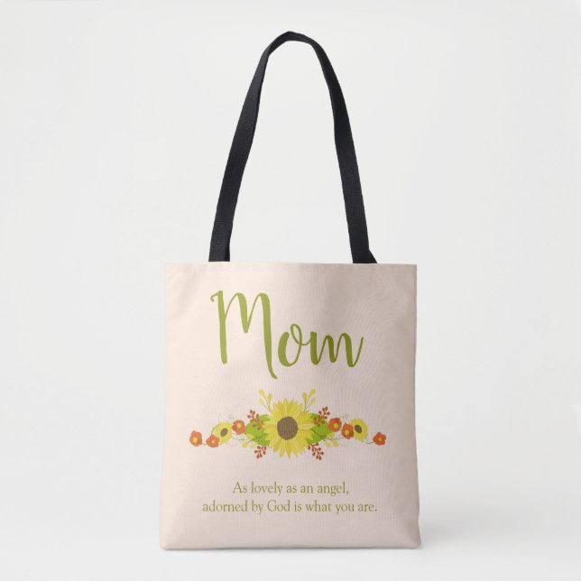 Shabby Chic Mum Sunflower Tote Bag (Front)