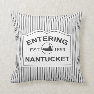 Shabby Chic Nantucket Welcome Sign Black & White Cushion