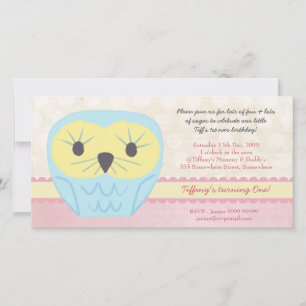 Shabby Chic Owl 1st Birthday Party Invite