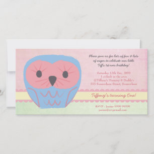 Shabby Chic Owl 1st Birthday Party Invite