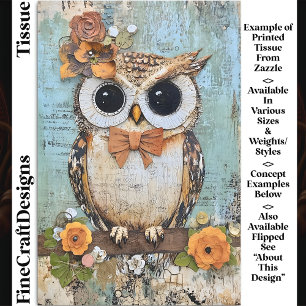 Shabby Chic Owl, Bow Tie, Floral DJ4L Decoupage Tissue Paper