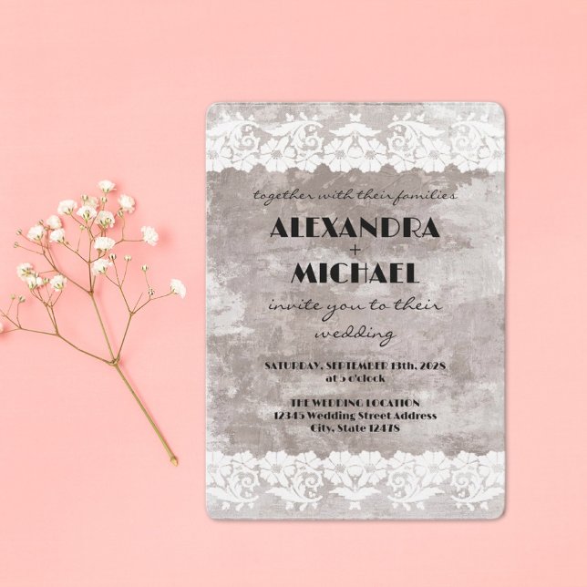 Shabby Chic Paint And Lace Wedding Invitation  (Creator Uploaded)