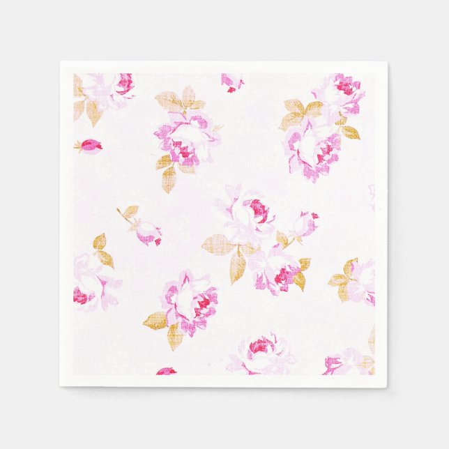 Shabby Chic Pale Pink Rose Paper Napkin (Front)