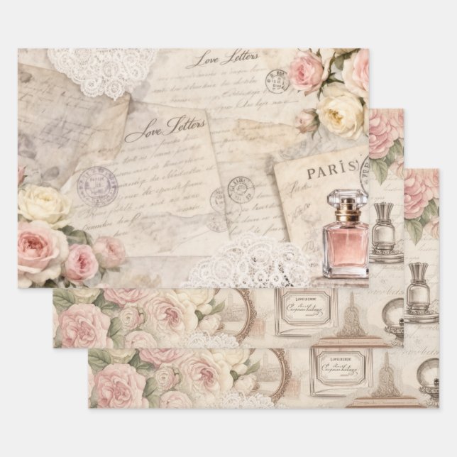 Shabby Chic Paris Gift Wrap Set (Set)