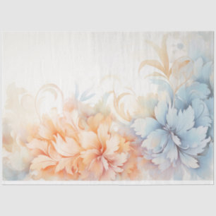 Shabby chic pastel blue and pink flowers tissue paper