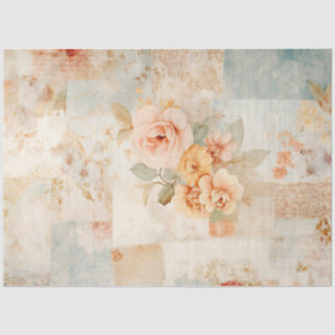 Shabby chic pastel blue and pink flowers tissue paper