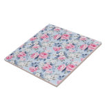 Shabby Chic Pastel Pink Roses Pattern Tile<br><div class="desc">This seamless ceramic tile features aesthetic shabby chic pink roses and white flower patterns with a light blue background.
Perfect for a backsplash to give your kitchen a touch of vintage feel.</div>