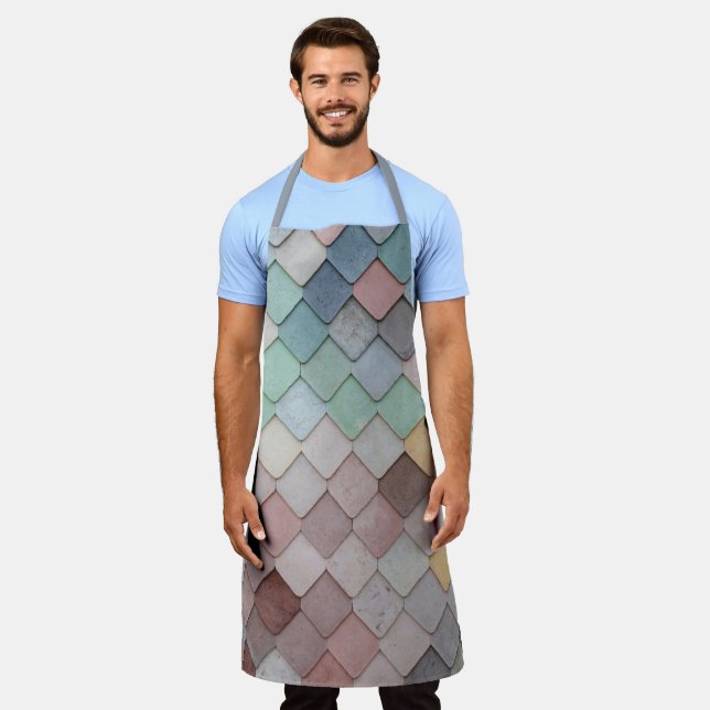 Shabby Chic Pastel Tiles Apron (Worn)