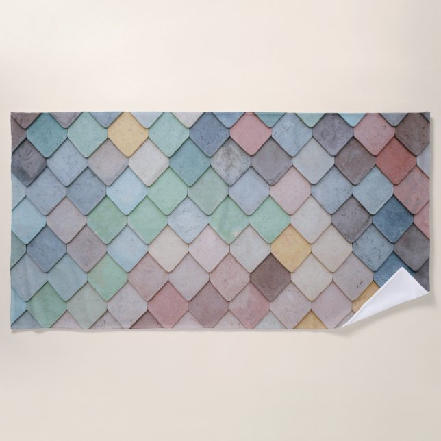 Shabby Chic Pastel Tiles Beach Towel (Front)