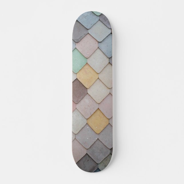 Shabby Chic Pastel Tiles Skateboard (Front)