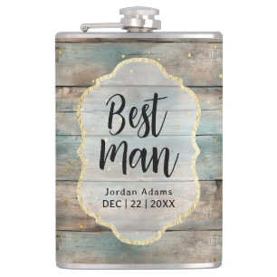 Shabby Chic Pastel Wood Wedding Best Man Hip Flask