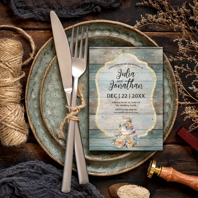 Shabby Chic Pastel Wood Wedding Invitation (Creator Uploaded)
