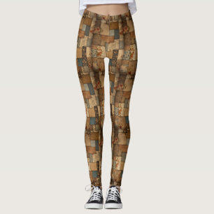 Shabby Chic Patchwork Crazy Quilt Leggings