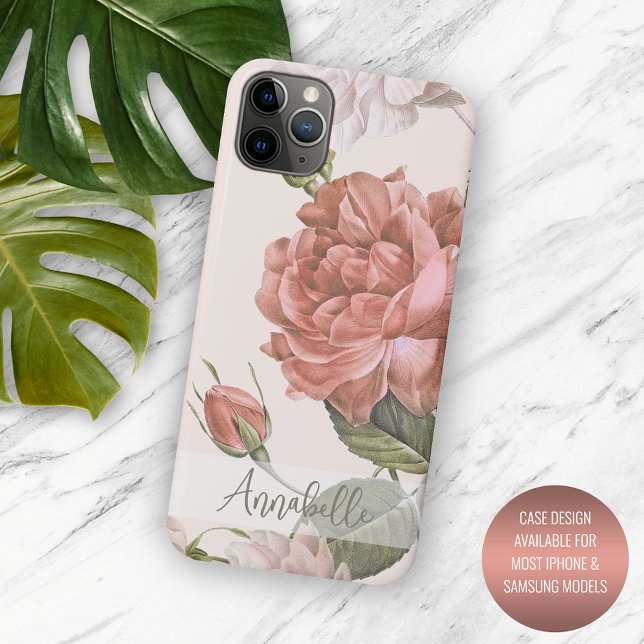 Shabby Chic Peach Blush Pink Roses Floral Pattern Case-Mate iPhone Case (Creator Uploaded)