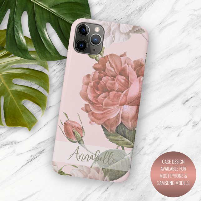Shabby Chic Peach Blush Pink Roses Floral Pattern Case-Mate iPhone Case (Creator Uploaded)