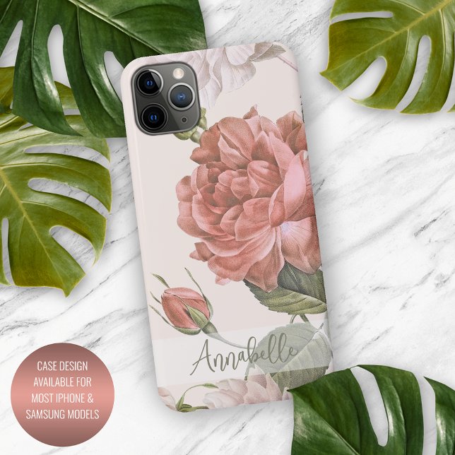 Shabby Chic Peach Blush Pink Roses Floral Pattern iPhone Case (Creator Uploaded)
