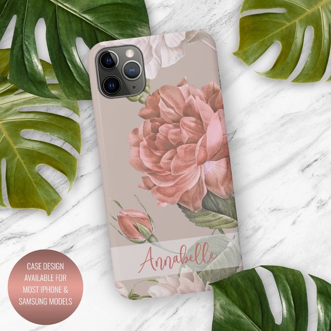 Shabby Chic Peach Blush Pink Roses Floral Pattern iPhone Case (Creator Uploaded)