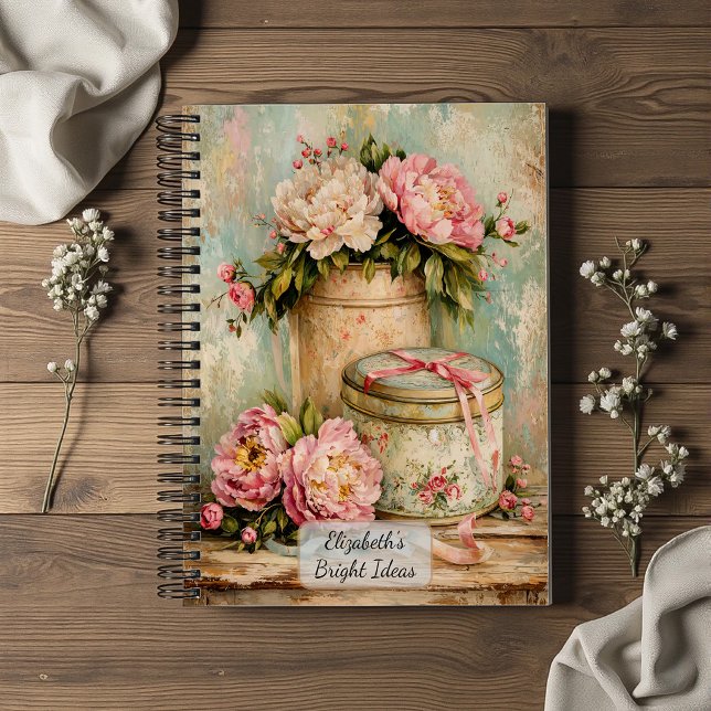 Shabby Chic Peonies and Vintage Tin Notebook (Creator Uploaded)