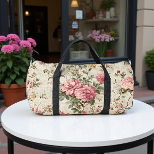 Shabby Chic Peony Print Duffle Bag