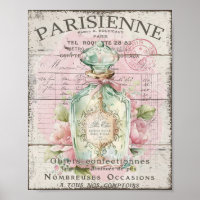 Shabby Chic Perfume Bottle French Script Poster