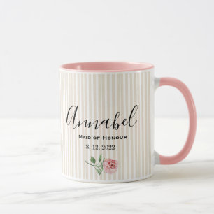 Shabby chic petty pink-striped floral Bridesmaid Mug
